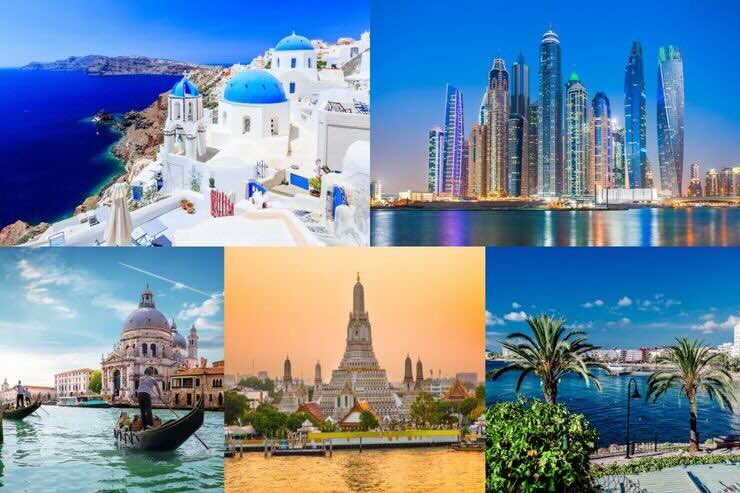 Santorini, Dubai, Venezia, Bangkok, Ibiza